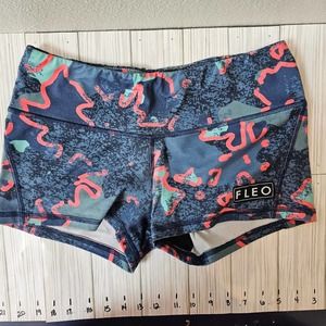 Fleo Athletic Shorts - Black with Red and Green Pattern
